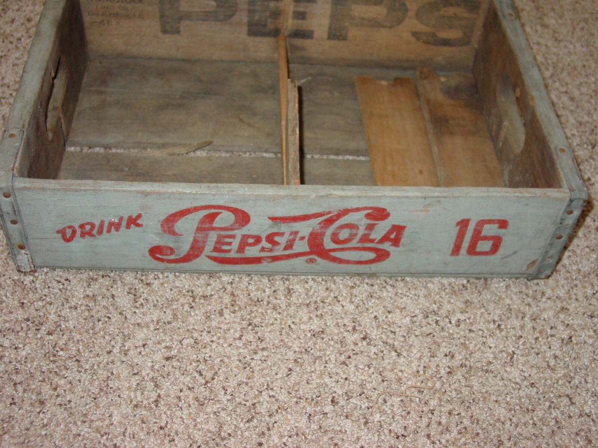 Vintage Pepsi Cola Crate Woodstock Wooden 16 Soda Bottle --Rare