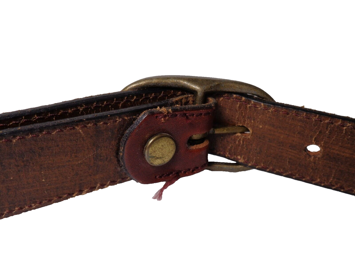 Vtg 70's Cherry Lattitan Leather Hand Stain Tooled Slim Belt Fits