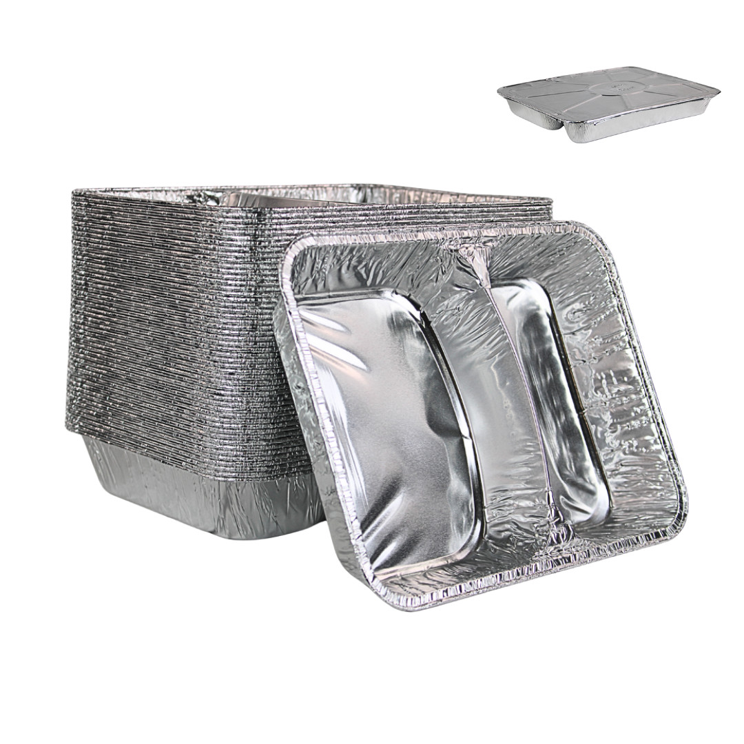 Enpack Aluschalen R880-812G 2-geteilt mit Deckel - Alu-Menüschale 830ml Assiette