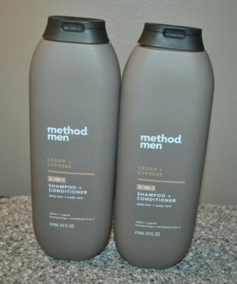 2~Method Men 2-in-1 Shampoo+Conditioner Cedar + Cypress, 14 oz/each New