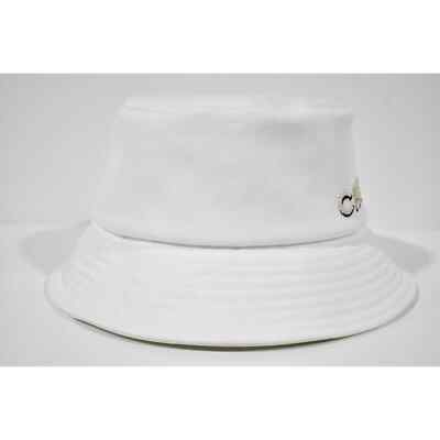 Chanel 22P White Ivory Denim Crystal Sequin Logo Sun Cloche