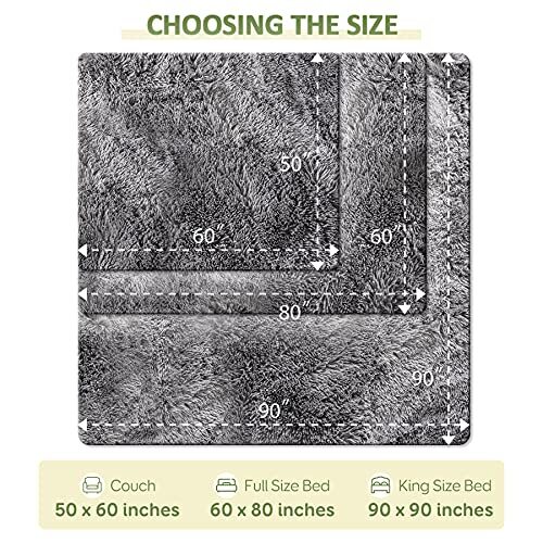 Faux Fur Blankets Queen Size 50x60 inches, Super Soft Fuzzy Fluffy