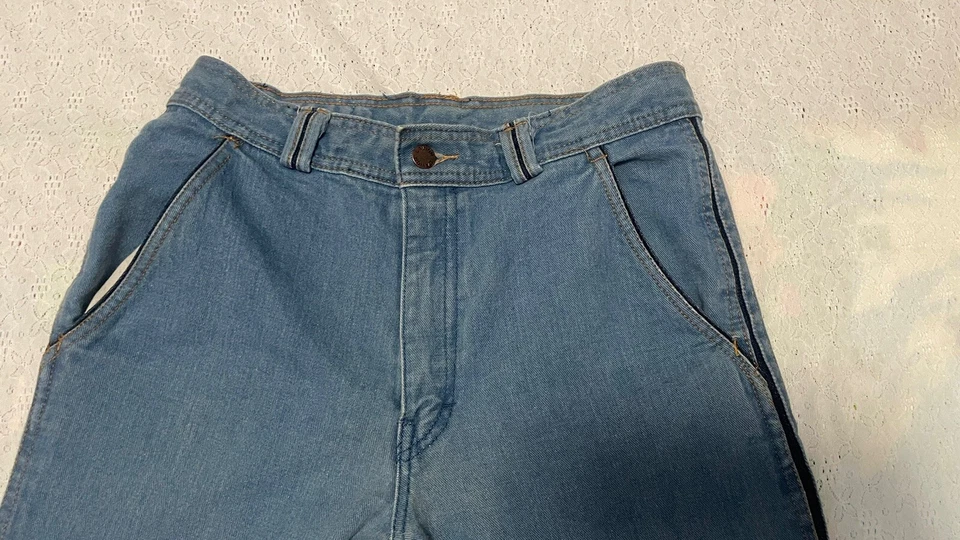 Pantalones de mezclilla vintage L'Avion para mujer discoteca anchos acampanados retro 32x33 lavado medio Foto 4 de 4