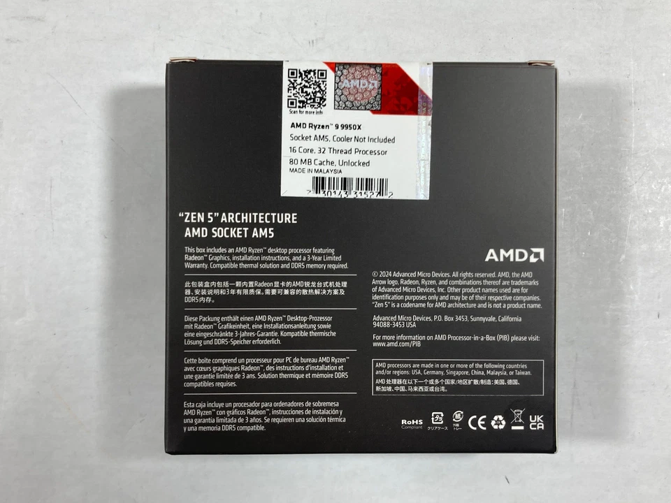 AMD Ryzen 9 9950X 16-Core Processor 32 Thread Processor 80 MB Cache, Unlocked - Image 2 of 3