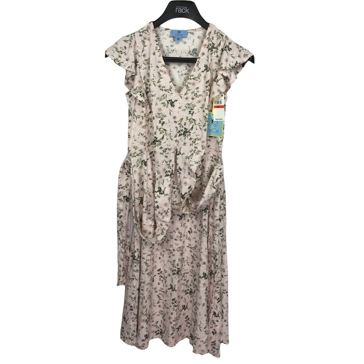 Cece Floral Belted Short Flutter Sleeve V-Neck Midi A-line Dress Boho Womens XS | eBay Cece Floral Belted Short Flutter Sleeve V-Neck Midi A-line Dress Boho Womens XS | eBay
