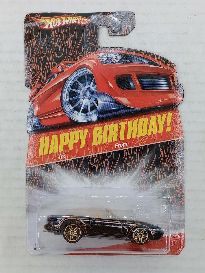 2008 Hot Wheels Happy Birthday Series JAGUAR XK-8 Black w/Gold Pr5 Spoke Wheels