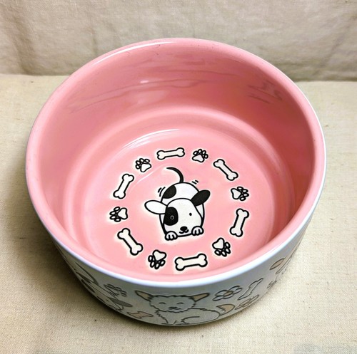 Vibrant Life Ceramic Pet Bowl Pink and White Glaze, 4.5 in - Picture 2 of 7
