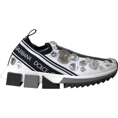 スニーカー DOLCE & GABBANA SNEAKERS BIANCO/NERO DOLCE & GABBANA Shoes White Sorrento Crystals Sneakers EU37