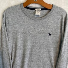 Abercrombie Fitch Long Sleeve Muscle Shirt Men's Large Gray Embroidered