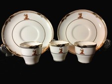 C1930 MINTON MADE FOR TIFFANY HND PNTD 3 DEMI TASSE/2 LG SAUCERS