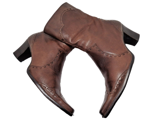 Eddie Bauer Ladies Made in Brazil Boots Ankle Wingtip Saddle Leather US 11M - Picture 16 of 18