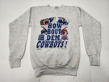 Vtg How Bout Dem Dallas Cowboys Super Bowl Champs Sweatshirt Kids Gray Lg 14-16