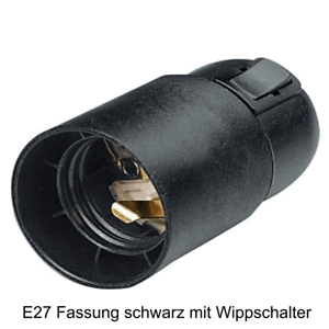Lampen Fassung E27 Schwarz mit Wippschalter 250V