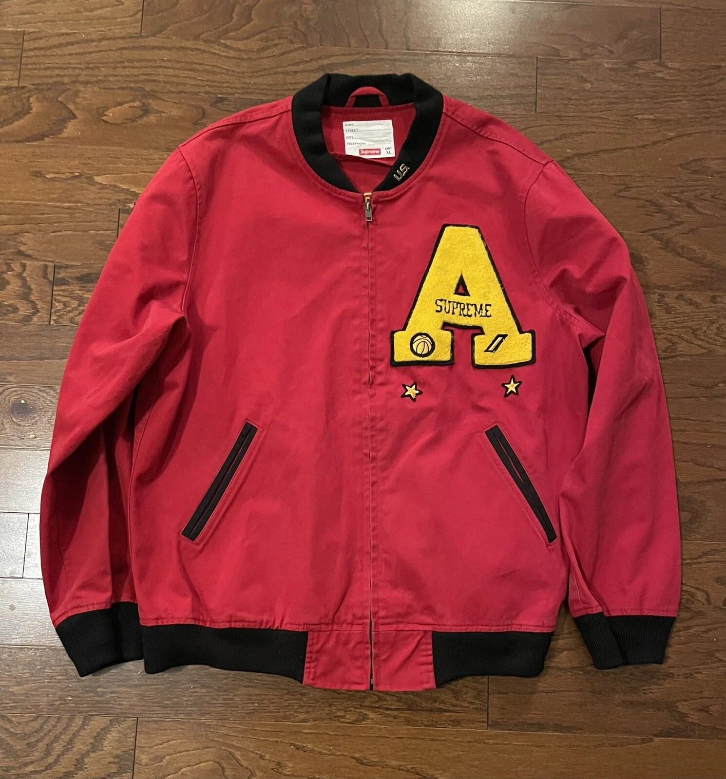 Veste Supreme SS13 Cadet Varsity rouge letterman taille XL d'occasion douce