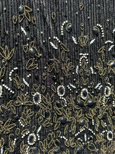 Neu mit Etikett $ 598 Mac Duggal Größe 10 5796 hochgeschlossen verziertes schwarzes Midikleid NEU - Bild 13 von 21