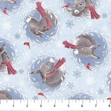 Little Donkey's Christmas Flannel By Northcott - Blue Donkeys  F25327-42