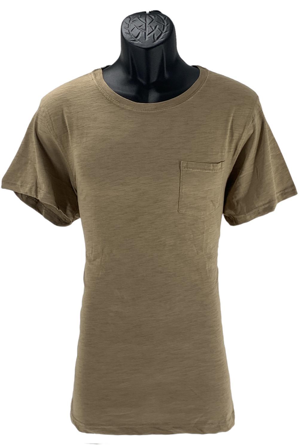 Мужская футболка из плотного хлопка Keltex с круглым вырезом и карманом коричневого цвета