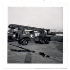 PH395 WW2 World War 2 Era Military Vehicle Truck Lift Vintage Snapshot Photo