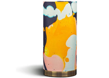 Bedside Table Lamp Abstract  Fabric shade with anti brass base & inline switch