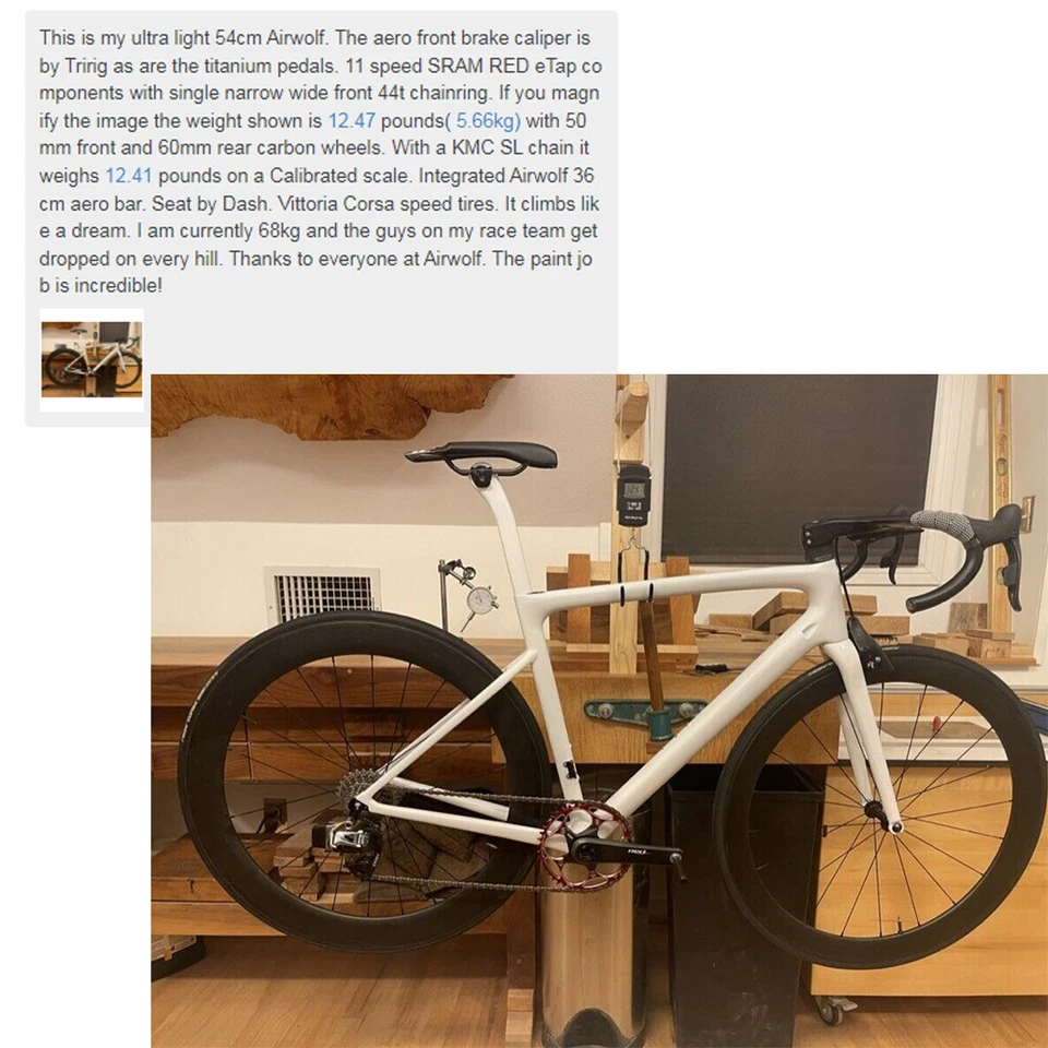 AIRWOLF 700*25c Carbon Rennrad Rahmen Ultraleicht 787g 44-58cm Crystal - Bild 2 von 4