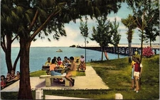 Courtney Campbell Parkway Clearwater & Tampa Florida Picnicking Linen Postcard