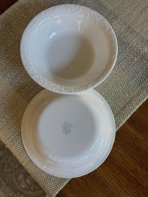 Set of 2 Corelle Vitrelle BELLA FAENZA 7.25'' Bowls White Embossed