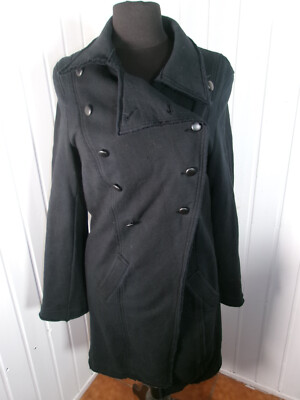 Vintage Jacke Mantel 100% Baumwolle schwarz bestickt Blumen Rücken COP COPINE sitzend 40/42