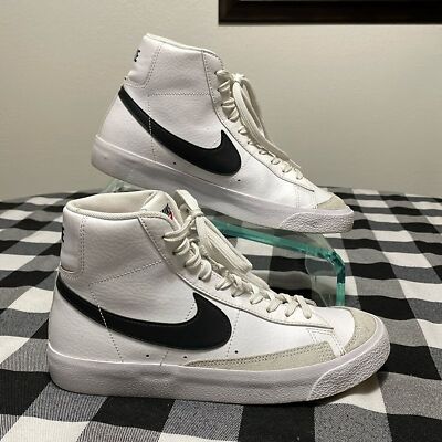 Nike Blazer Mid '77 Leather Suede HI Top Shoes Sneakers Size White  Black
