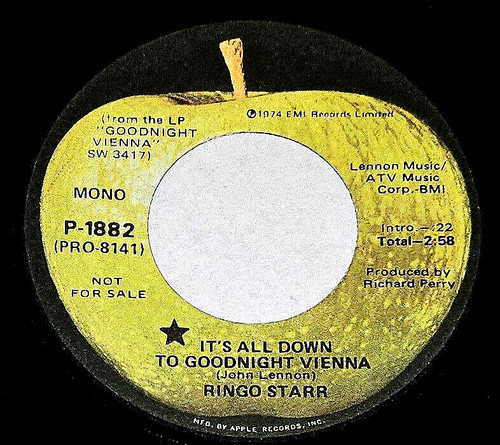 PRISTINE BEATLES RINGO STARR '74 MONO 'GOODNIGHT VIENNA' APPLE PRO-8141 PROMO 45