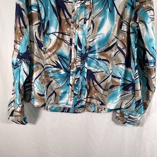 Coldwater Creek Jacket Women's W18 Blue White Print Snap Vneck Pocket Cotton Bld - Picture 10 of 10