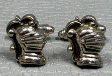 Vintage Figural Soldier's Helmut Yellow Gold Plated Cuff Links