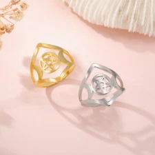 VASSAGO Triple Moon Five Pointed Star Rings Stainless Steel Pagan Jewelry Gift