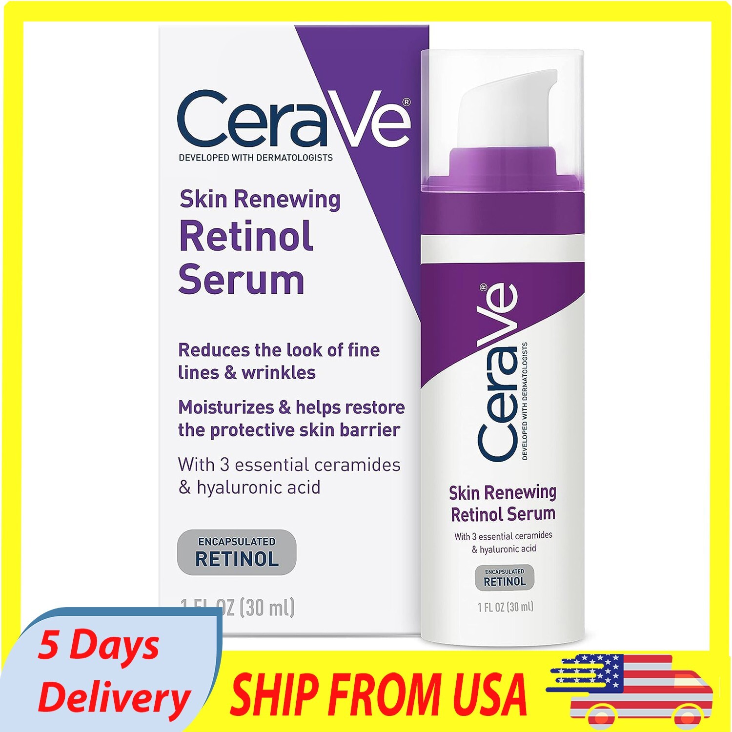 CeraVe Anti Aging Retinol Serum with Encapsulated Retinol 1 Oz for Face
