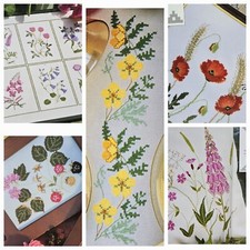 Foxglove Poppy Silverweed Shirley Watts Wild Flowers Cross Stitch Pattern Book