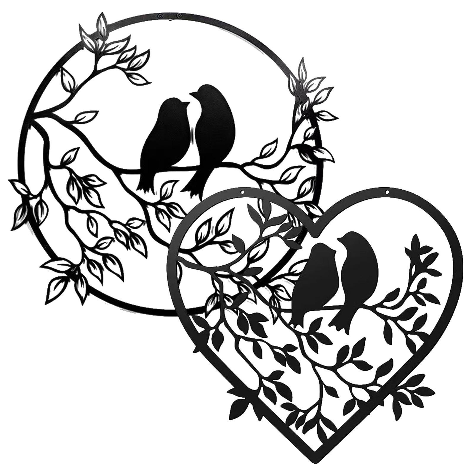 Arte de pared de metal pájaro en rama de árbol metal pájaro pared silueta decoración arte decoración