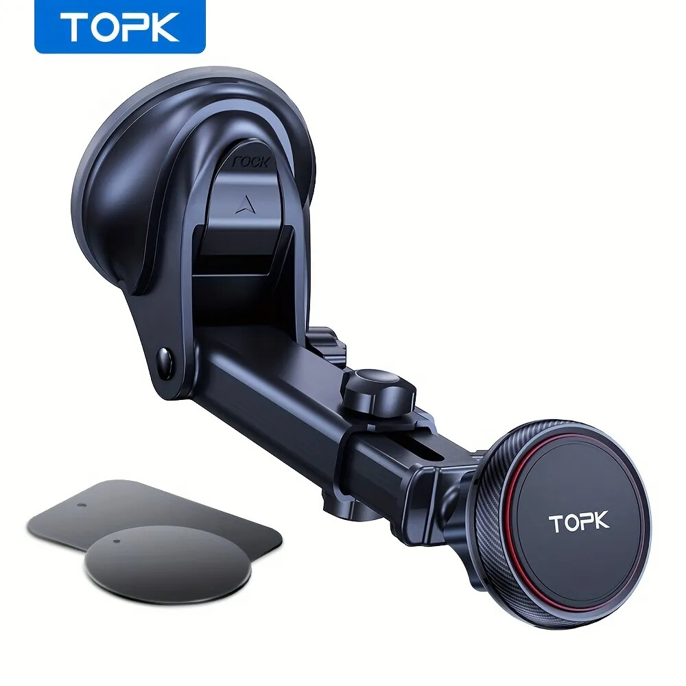 Magnetic Car Windshield Phone Mount with Adjustable Telescopic Arm and Suction Cup Holder-image