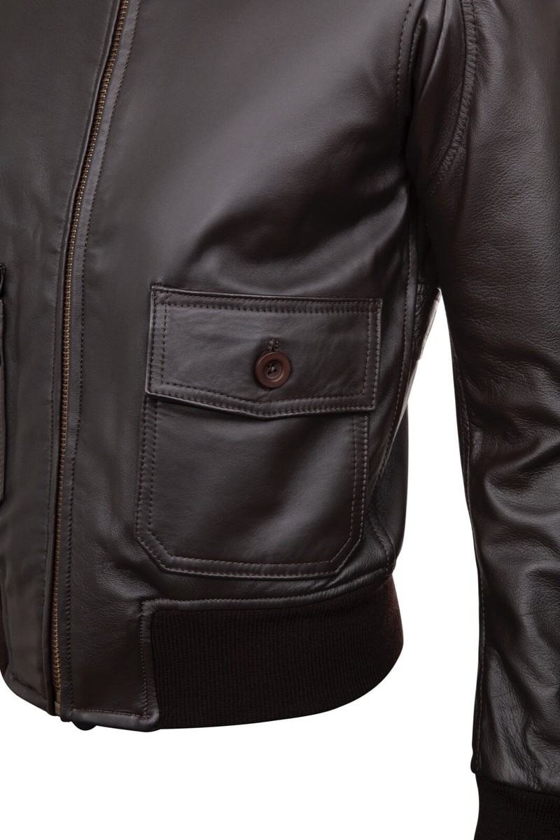 Leather Jacket Pilot Bomber Biker Black & Brown Coat 707 Leather Jacket Pilot Bomber Biker Black & Brown Coat 707