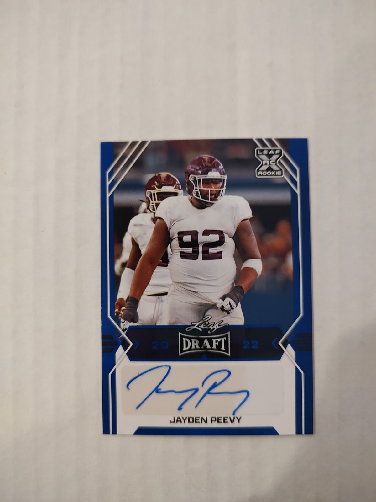 2022 Leaf Draft - Autographs Blue #BA-JP2 Jayden Peevy (AU, RC)(JGA)