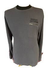 Harley-Davidson Grey Waffle Weave Long Sleeve Zip Pocket Shirt Thermal Size XL