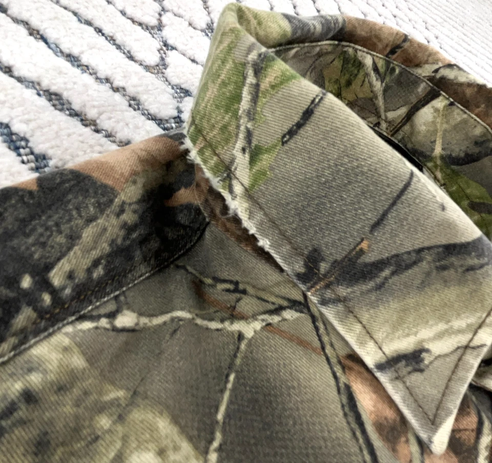 Vintage Camo Shirt Men Medium Button Up Twill Denim Heavy Shacket Unlined Hunt - Image 4 of 4