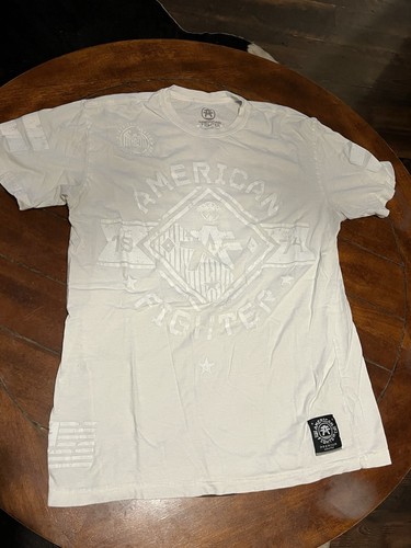 American Fighter By Affliction Short Sleeve Graphic T-Shirt Mens Size L White