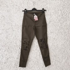 TEZENIS PANTALONI SLIM FIT STRAPPI STRETCH ELASTICIZZATI TG.XS VERDE MILITARE 