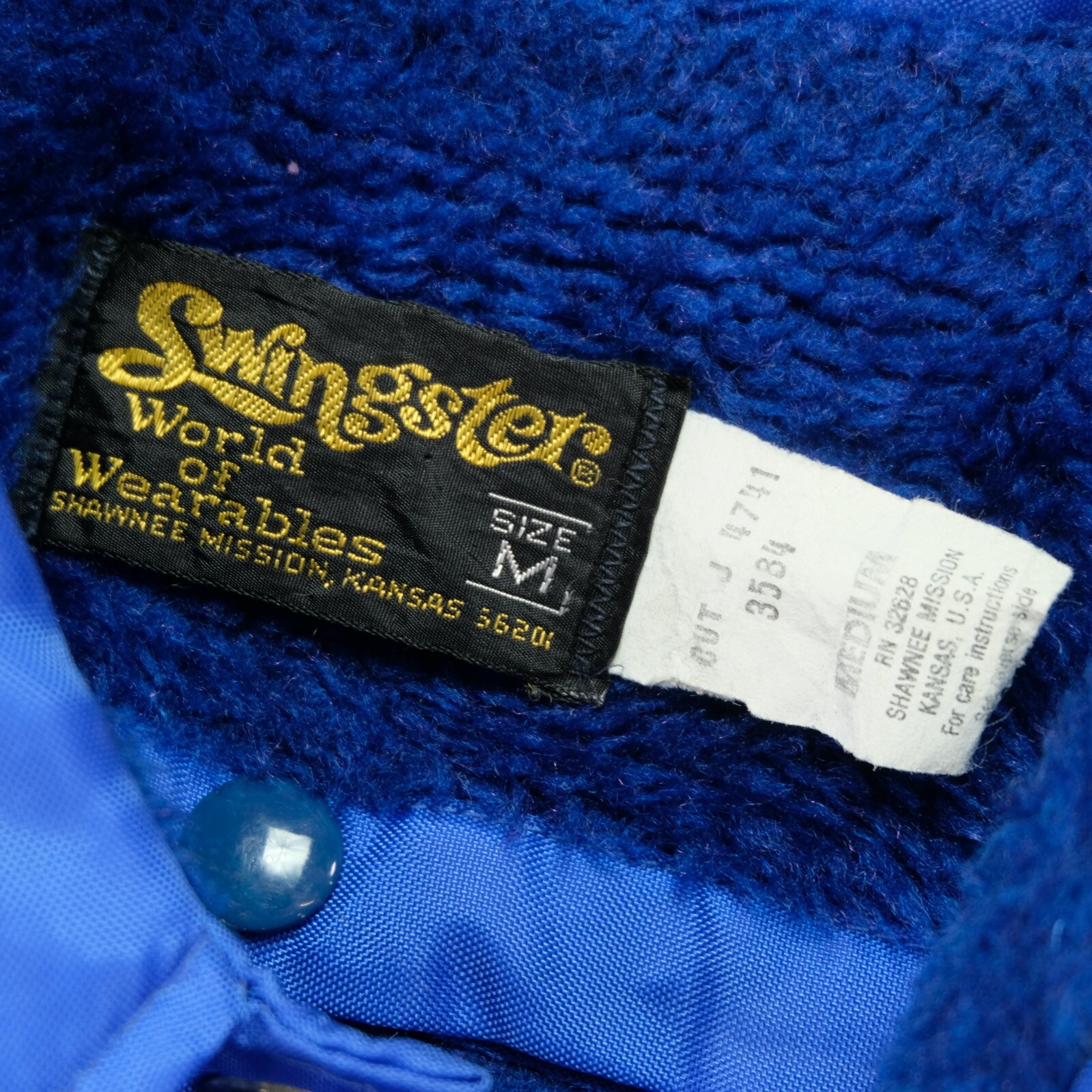 Rare VTG SWINGSTER DeKalb Pig Patch Logo Faux Fur Lin… Gem