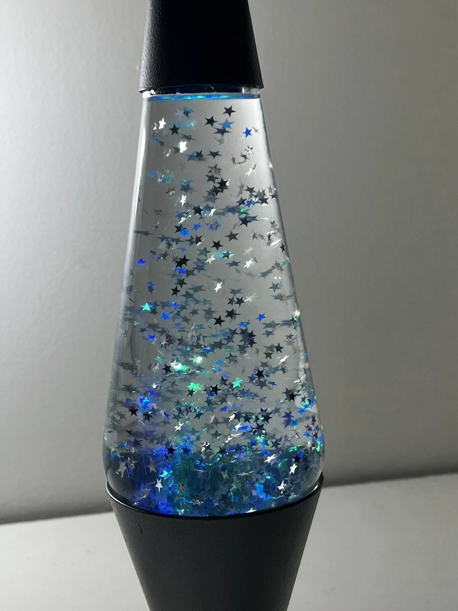 Lava Lamp Glitter Stars Blue Green Vintage 16 3 4 inches tall