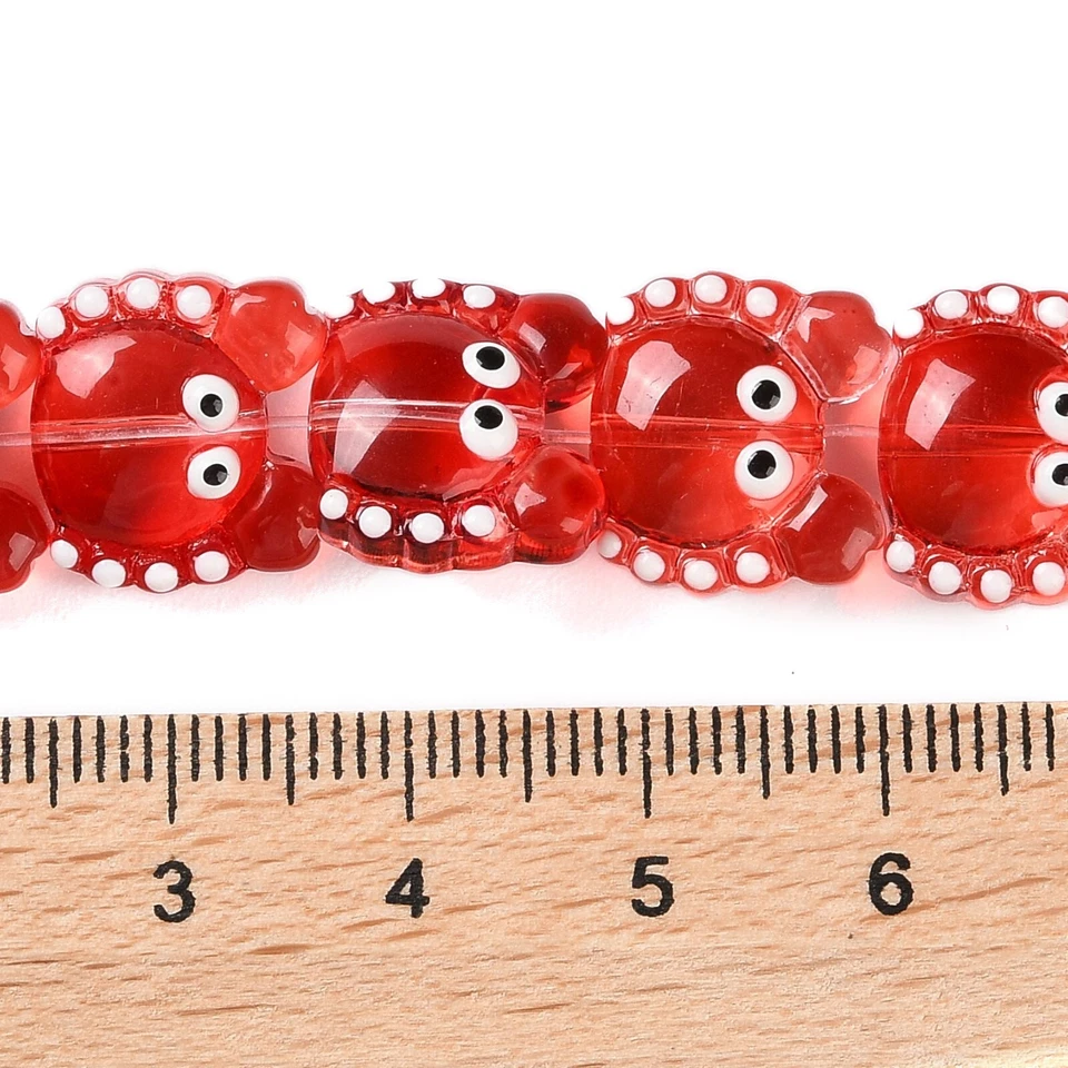 1 hilo hecho a mano cangrejo rojo cuentas de murano hebras con esmalte 12~14 mm 13,3" Foto 4 de 4