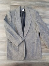  Vintage Requirements Wool Blazer Womens Size 12 Black Tweed Euc