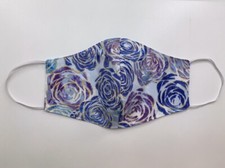 Blue/Purple Rose Floral Face Mask, Premium Cotton, Double Layer, Filter Pocket
