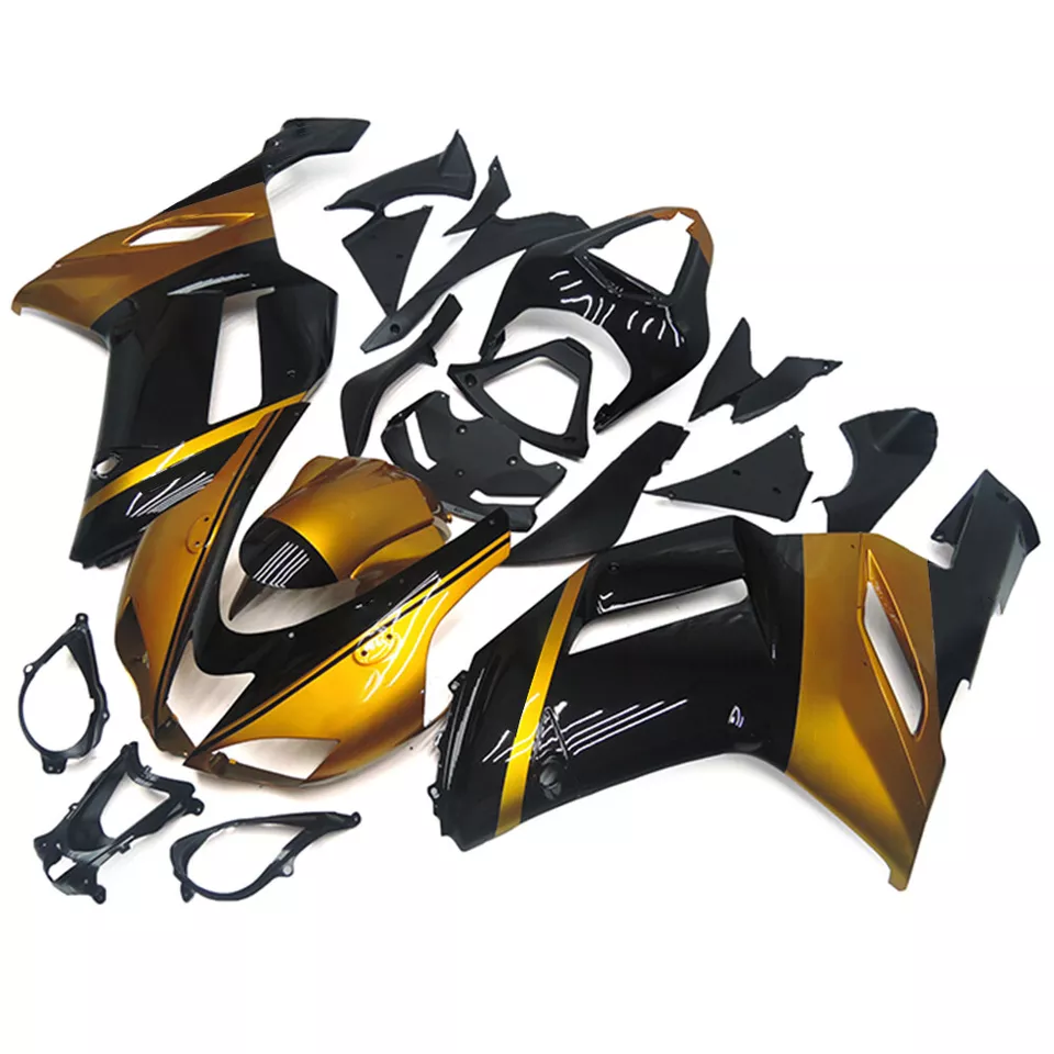 Kit de carenado dorado negro para Kawasaki ZX6R 2007 2008 Ninja 636 carrocería de inyección Foto 2 de 4