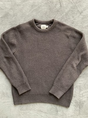 Flint and Tinder Bolinas Crewneck Sweater Mens Small Cotton Blend Heather Brown
