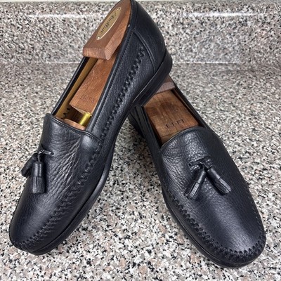 Mezlan Redondo Black Leather Moc Toe Tassel Loafer Men's 8.5M Made in Spain VGUC